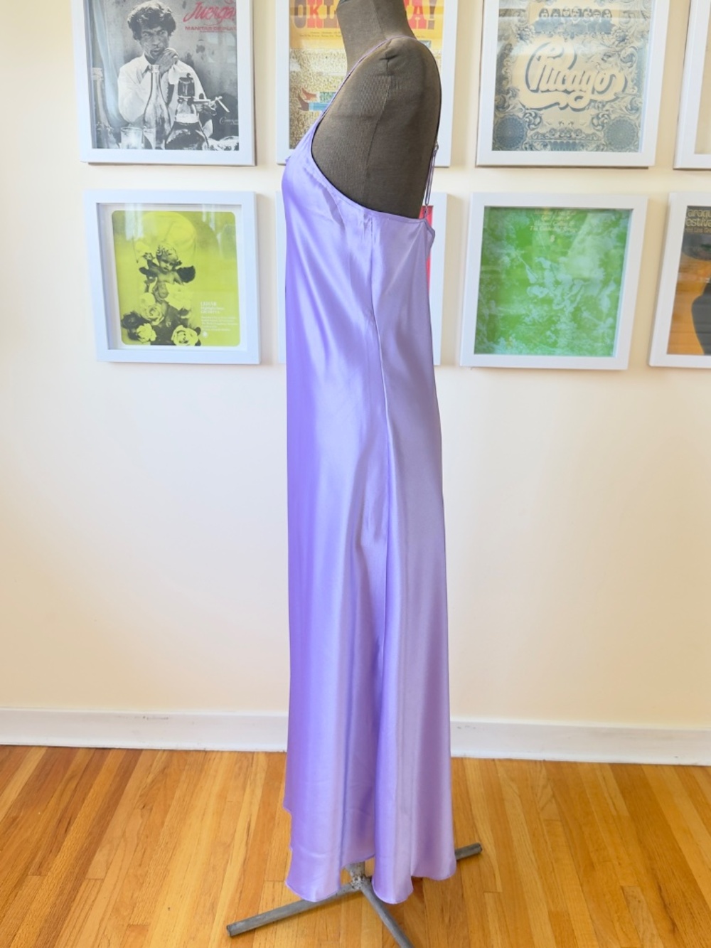 Vintage Lilac Satin Slip Maxi Dress | Y2K Lavender Floral Slip | 90s Minimalist - Picture 3 of 7